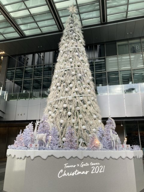 名駅のクリスマスツリーとイルミネーション